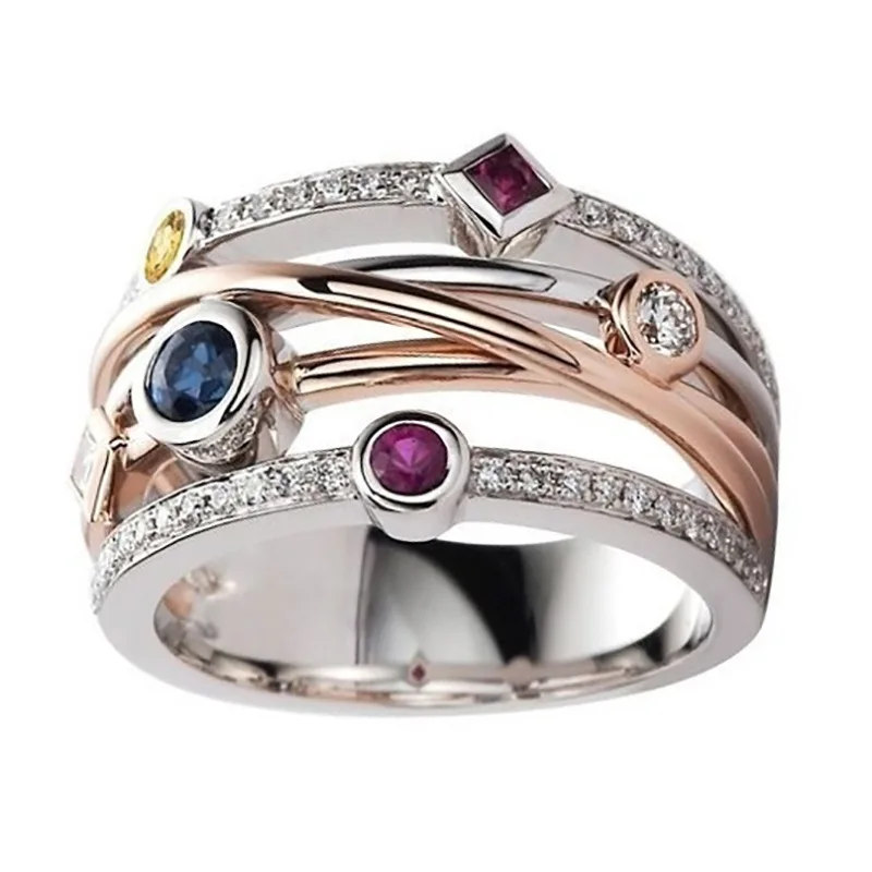 Fashion Colorful Cubic Zirconia Delicate Rings For Women Wedding Jewelry Bridal Band Cross Geometric CZ Cocktail Party Ring Gift | Украшения