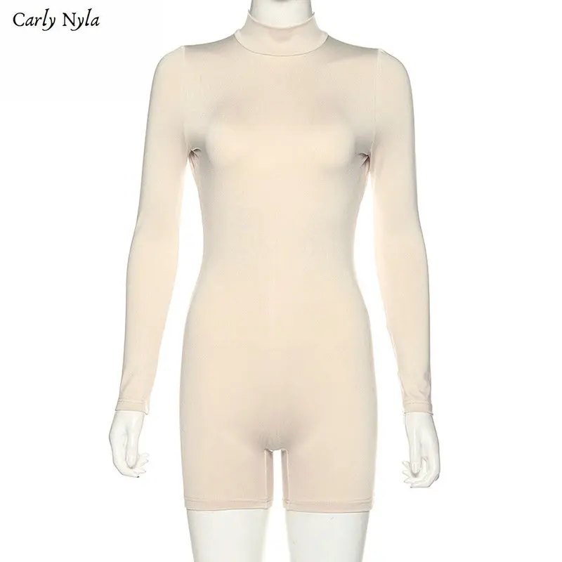 Khaki Carly Nyla бодикон сплошной цвет элегантный костюм весна Высокая эластичность с длинным рукавом Половина Водолазка сексуальный костюм с вырезом на спине - Цвет: Khaki