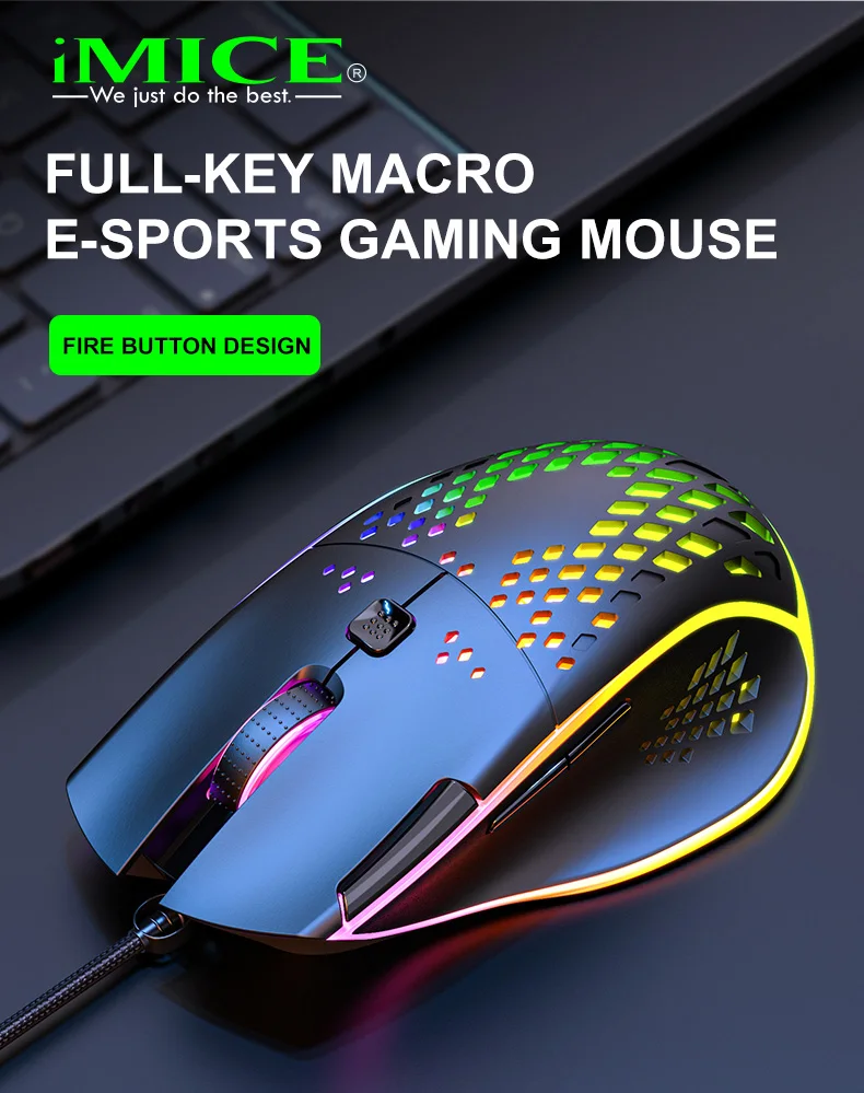 iMice Wired Gaming Mouse Ergonomic LED USB Computer Mouse Optical Sensor 7200 DPI RGB Mice 7 Buttons Mause Gamer for PC Laptop