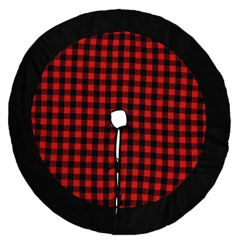 

1Pc Tree Base Lint Simple Christmas Red and Black Round Shape Cute Decorative Tree Mat Tree Skirt Tree Decor for Christmas Home