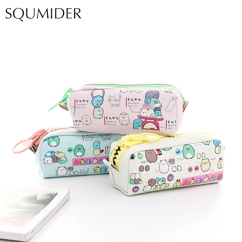 

SQUMIDER Creative Pencil Case PU Cartoon Pencil Box Zipper Large Bag For Student Gift Cute School Stationery Supplies