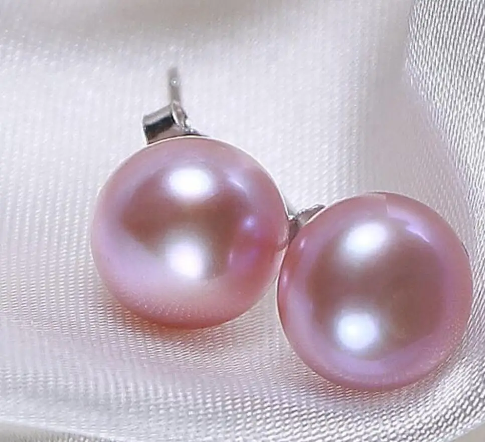 Fashion jewelry Free Shipping 11-12mm genuine south sea pink bottom pearl earring | Украшения и аксессуары