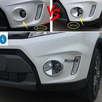 

ABS Chrome Front Bumper Fog Lights Lamps Frame Cover Trim Fit For Suzuki Vitara 2015 2016 2017 2018 Accessories