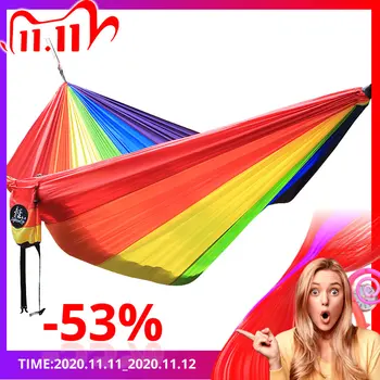 

Camping Hammock Portable Lightweight Nylon Fabric Garten swing Double poeple hammocks Hamak
