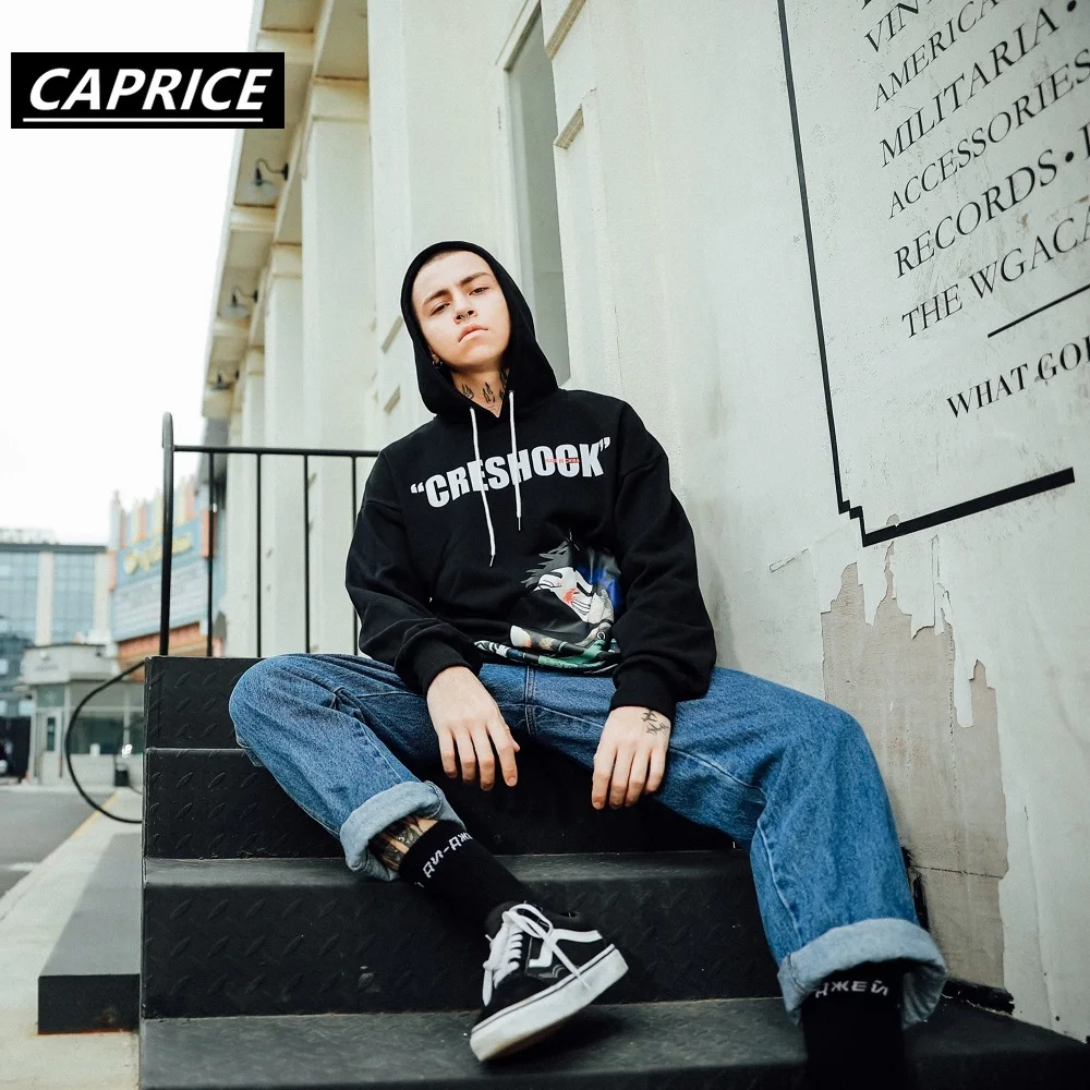 CAPRICE High Street Повседневные мужские толстовки с принтом зимняя Японская уличная одежда Harajuku Большие размеры толстовка с капюшоном мужская уличная одежда