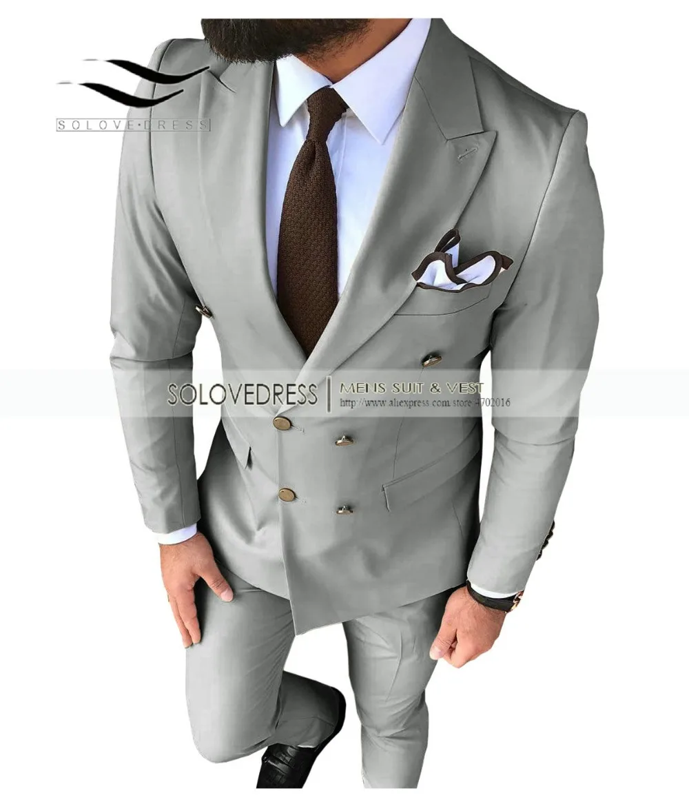 Solovedress мужской свадебный костюм Пик нагрудные двубортный Slim Fit новая модная одежда для выпускного вечера Вечерние Дешевые обтягивающие костюм 3 шт. M2