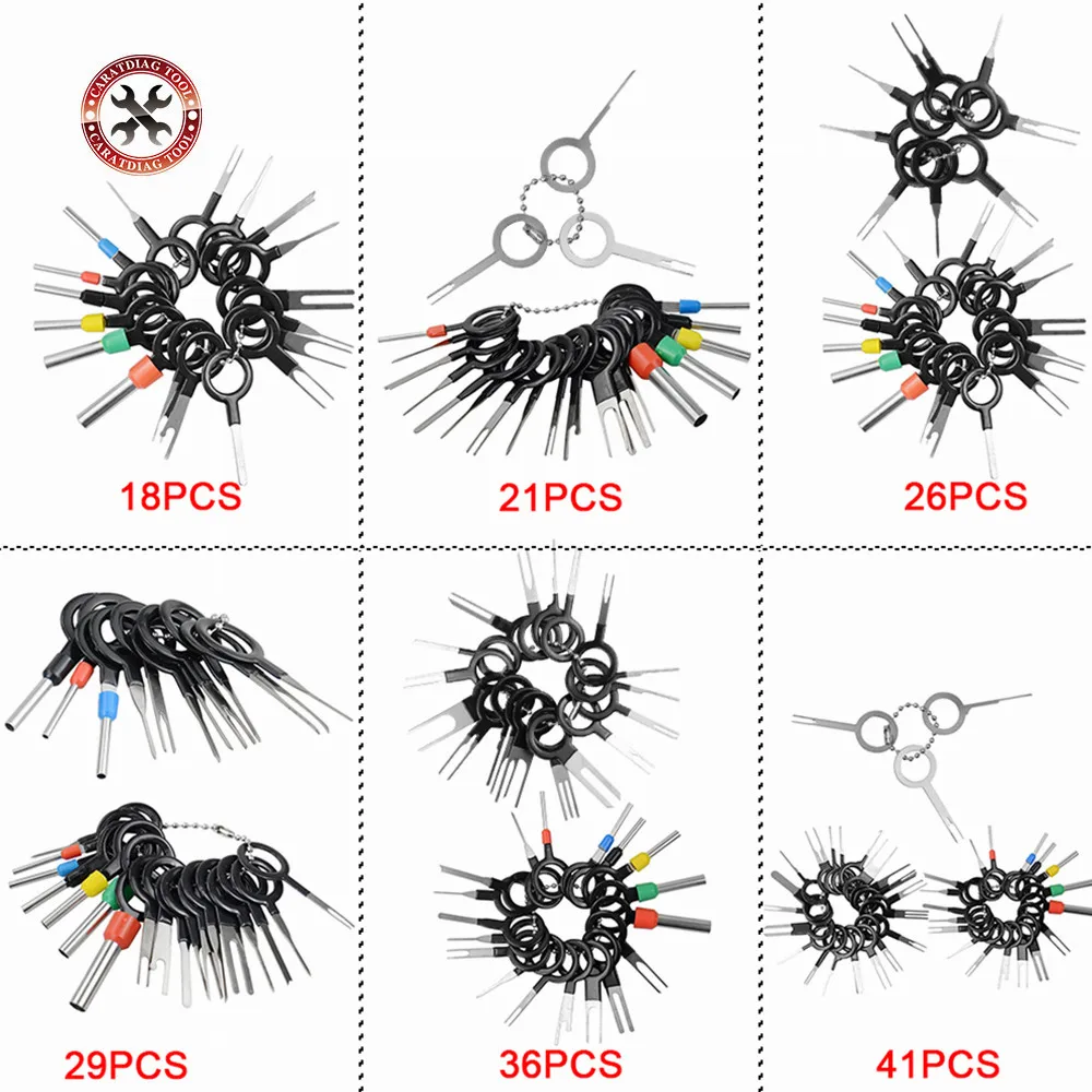 18/21/26/29/36/41Pcs Autó Terminál Eltávolítása Elektromos Huzalozás Crimp Connector Pin Extractor Kit Autó Elektromos Javító Kézi Szerszámok