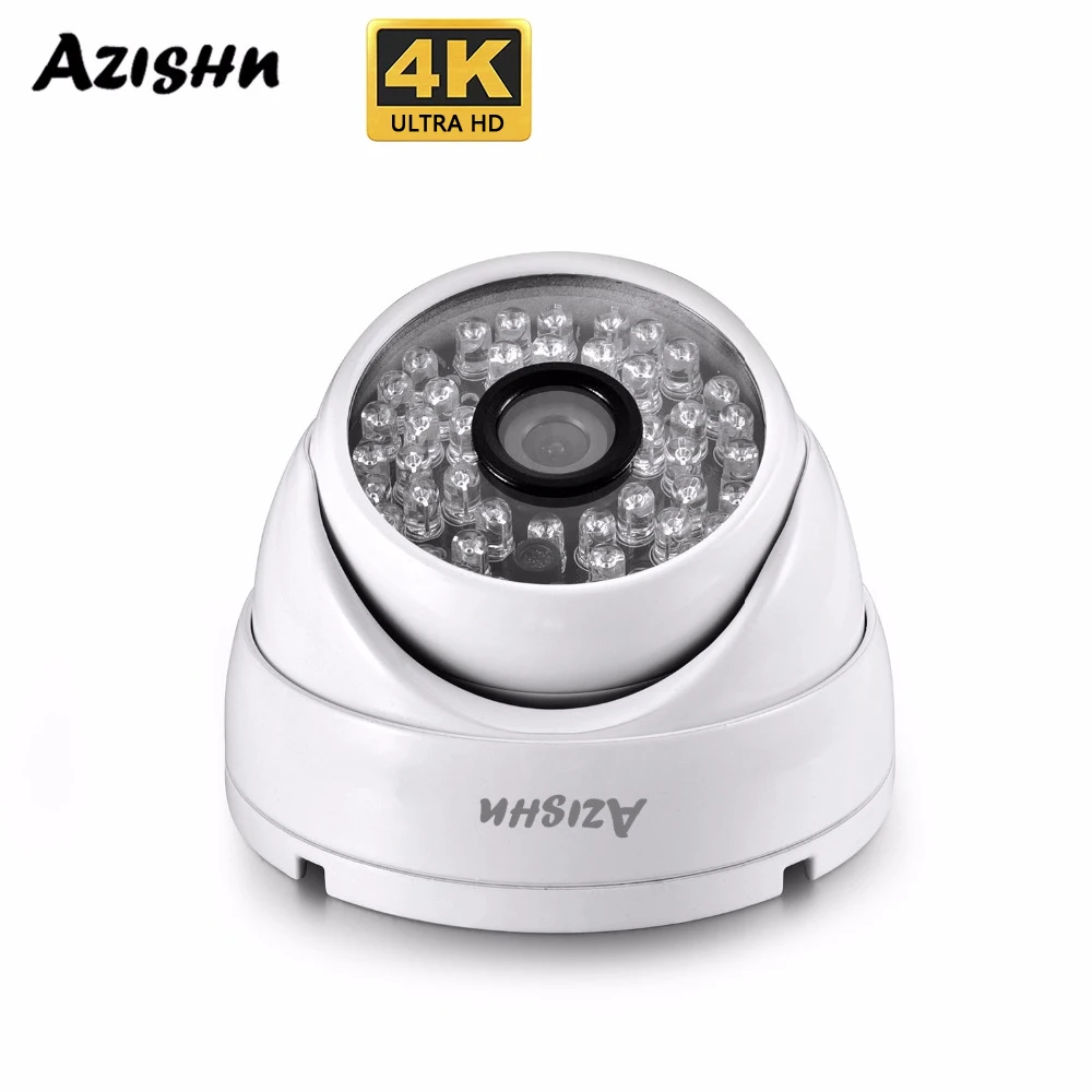 AZISHN 4K Ultra HD 8MP Security H.265+ Dome IP Camera POE P2P CCTV Outdoor Waterproof Metal 5MP/4MP Camera Video Surveillance