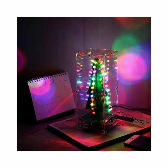 

A23-- DIY Kit RGB Flash LED Circuit Colorful Christmas Trees Kit MP3 Music Box with Shell for Gift 3D Christmas Trees