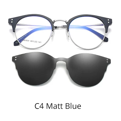 C4 Matt Blue Tony Stark, магнитные солнцезащитные очки, по рецепту, солнцезащитные очки для женщин и мужчин, поляризационные, Круглые, по рецепту, близорукость, солнцезащитные очки 2 в 1 Z959 - Цвет линз: C4 Matt Blue