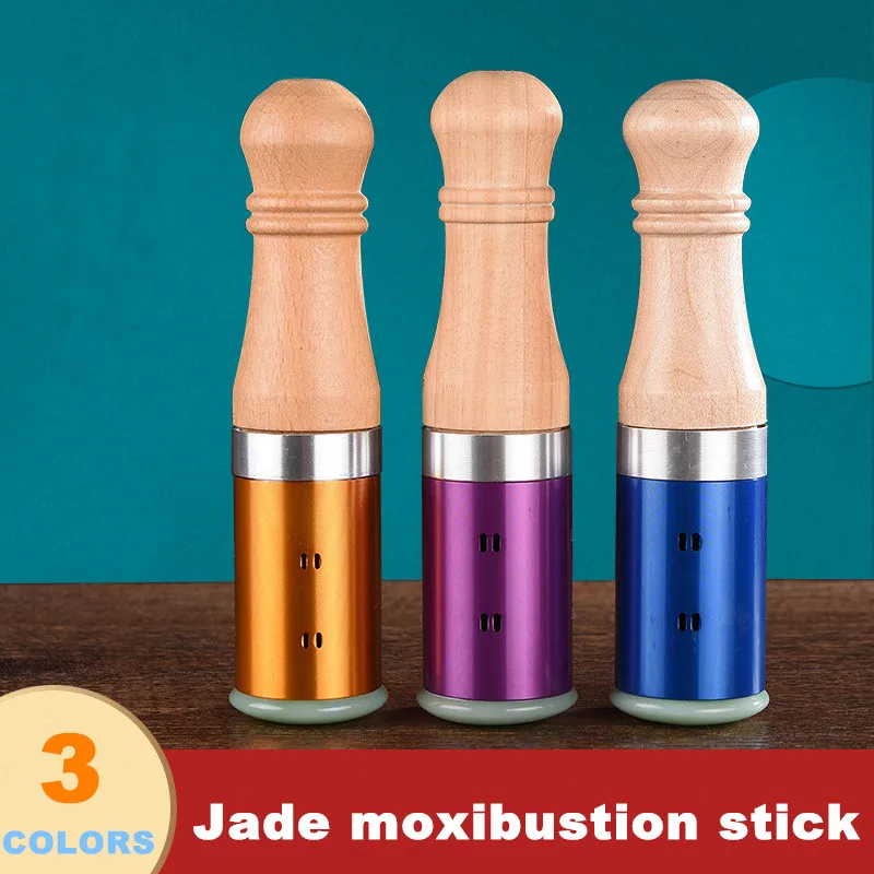 1Pcs Chinese Moxa A Massager For Face Moxibustion Rolls Health Care Acupoint Aventurine Jade Stone Heating Massage Therapy