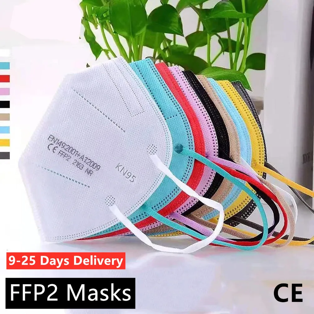 10-100 Uds FFP2 Mascarillas 5 capas CE negro adulto Rosa máscaras de protección boca máscara filtro facial respirador FFP2MASK Masque