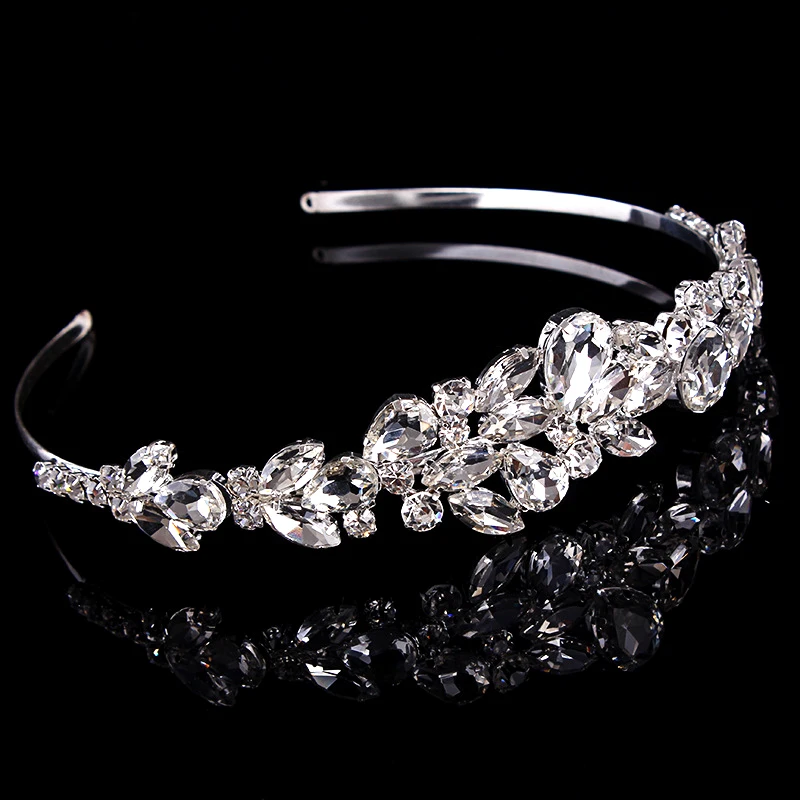 Винтажная Роскошная прозрачная Хрустальная лента для волос Стразы Тиара повязка на голову женские свадебные аксессуары для волос Пышные свадебные украшения для волос