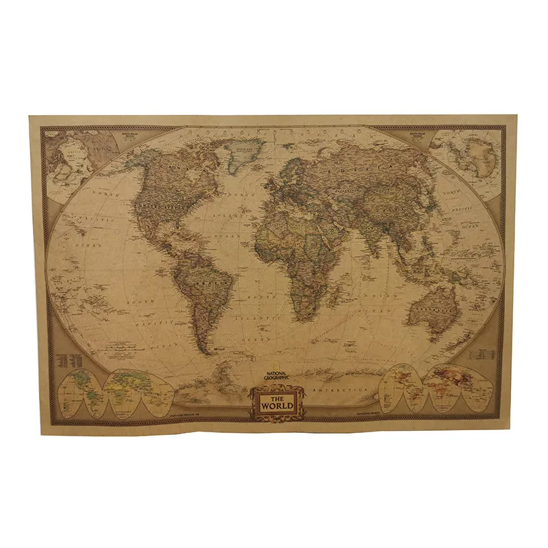 

1 pcs 72.5*47cm Student school stationery education style event decoration poster Not acratch off world map poster wall maps