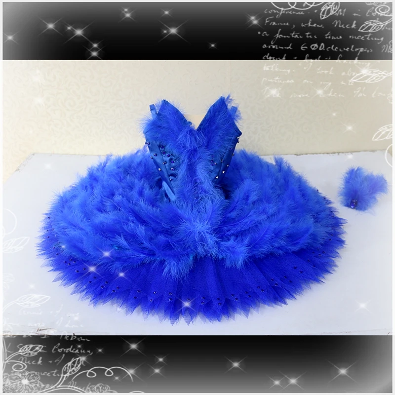 High quality Professional ballet tutu blue bird variation feather pancake tutu competition Costume for girl sleeping beauty