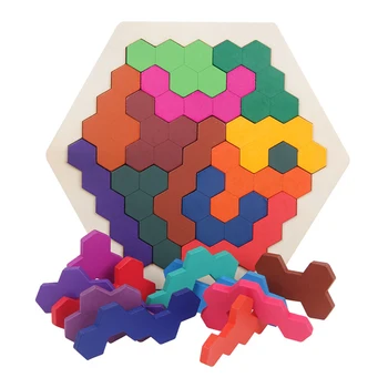 

Children Desktop Educational Toy Fun Geometry Tangrams Honeycomb Logic Puzzles Kids Wooden Training Brain IQ Games Toys Gifts