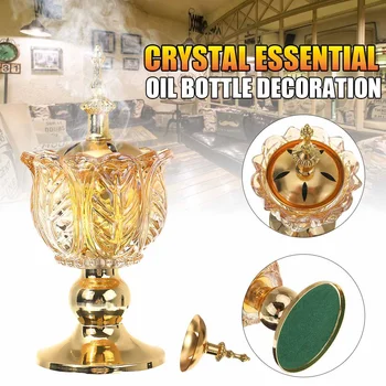 

Arabian Crystal Incense burner Hollowed Essential Oil Lamp Burner Floral Decorated Desk Lamp Home Decoration
