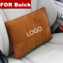 Suede Fabric Car Seat Back Waist Pillow Lumbar Support Rest Pillow For Buick logo regal encore lacrosse excelle verano
