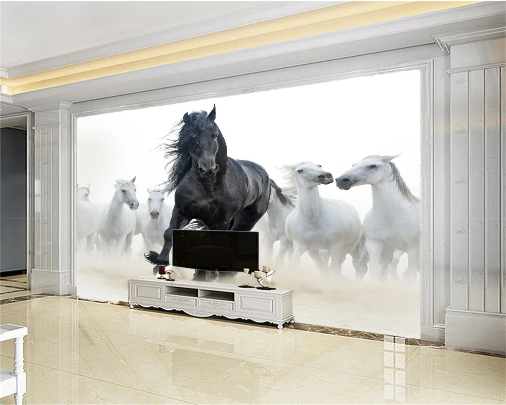 Пользовательские 3d Настенные обои Европейский стиль восемь фигурка лошади ТВ фон связанные стены живопись обои