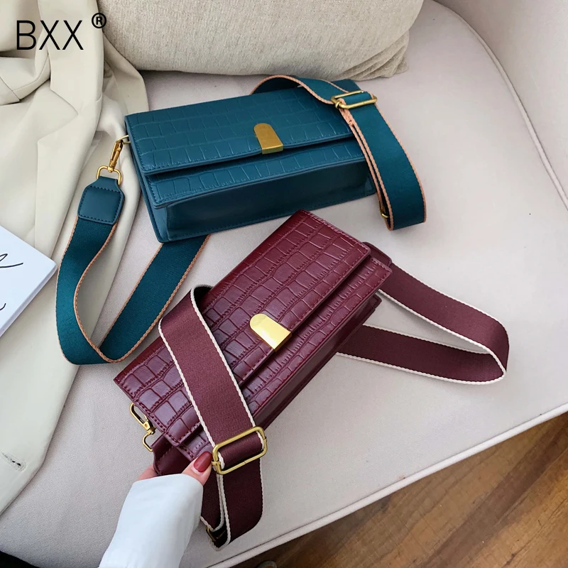 

[BXX] Fashion Female Flap Bag 2019 High Quality Leather Women's Designer Handbag Crocodile Pattern Shoulder Messenger Bags HI762