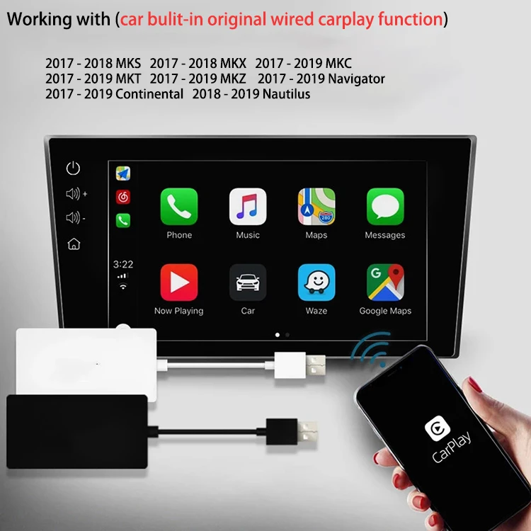 Проводной к беспроводной Apple CarPlay USB ключ подключи и играй Bluetooth WiFi CarPlay для автомобиля с OEM проводной Carplay - Название цвета: Lincoln