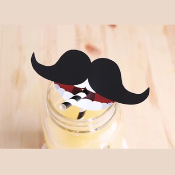

50PCS Lips Beards Birthday Party Supplies Funny Lip Lollipop Straw Decor Lips Beards Paperboard Card Baby Shower Kids Favors