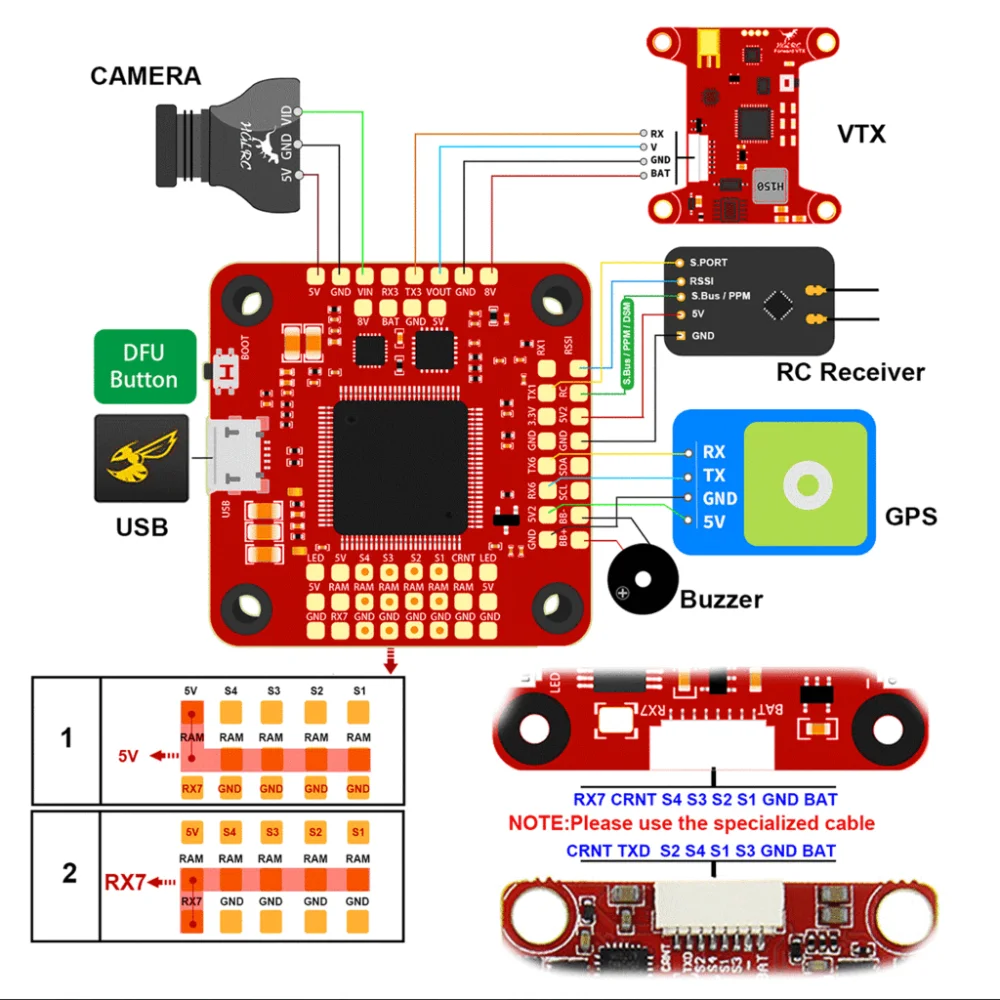 HGLRC FD F7 Dual Gyro 60A 3-6S BL32 4в1 VTX 400 МВт управление полетом и DinoShot 60A Blheli_32 3-6S 4в1 ESC& FD VTX-SMA