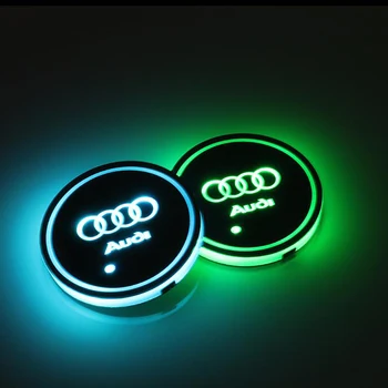 

2pcs Luminous Led Car Logo Cup lights Smart Water coaster pad Mat For Audi a3 a4 a5 a6 a7 a8 Q4 Q5 Q6 Q7 b8 b6 car styling