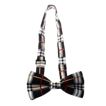 

Mens Tuxedo Grid Woven Bow Tie Bowtie Necktie Beige And Black