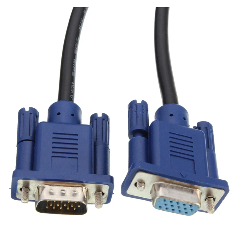IG-1.5m VGA SVGA вилка к розетке удлинитель соединительный кабель ПК, телевизор, монитор черный+ синий