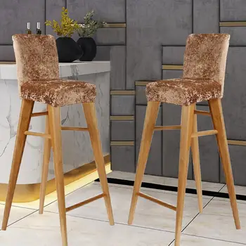 

Skin-friendly Golden Velvet Fabric Stretchable Bar Chair Cover Wedding Banquet Hotel Armless Seat Cover Protective Slipcover