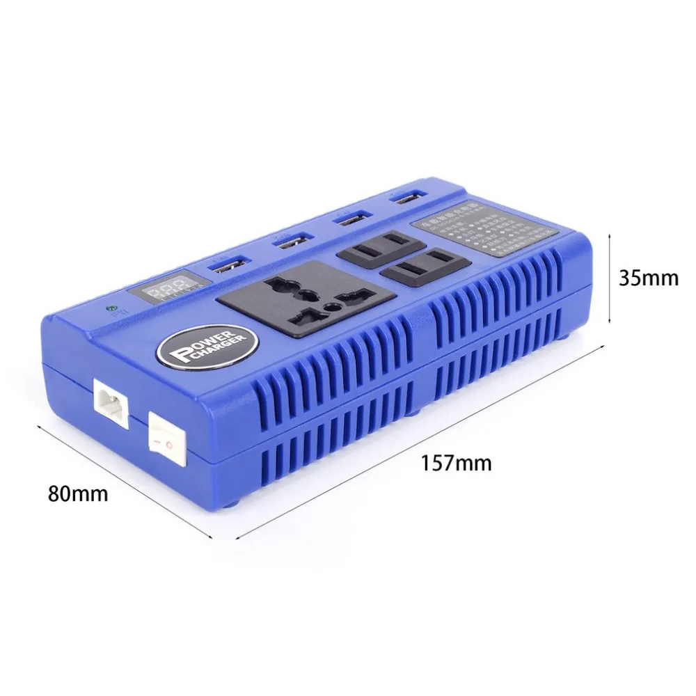 Автомобильный авто мощность чистый инвертор синуса конвертер 4 порта USB зарядное устройство Smart power Strip инвертор с светодиодный дисплей Прямая