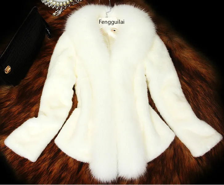 Женское пальто из искусственного меха норки, короткое дизайнерское пальто, меховой воротник из лисьего меха, Женские топы и блузки