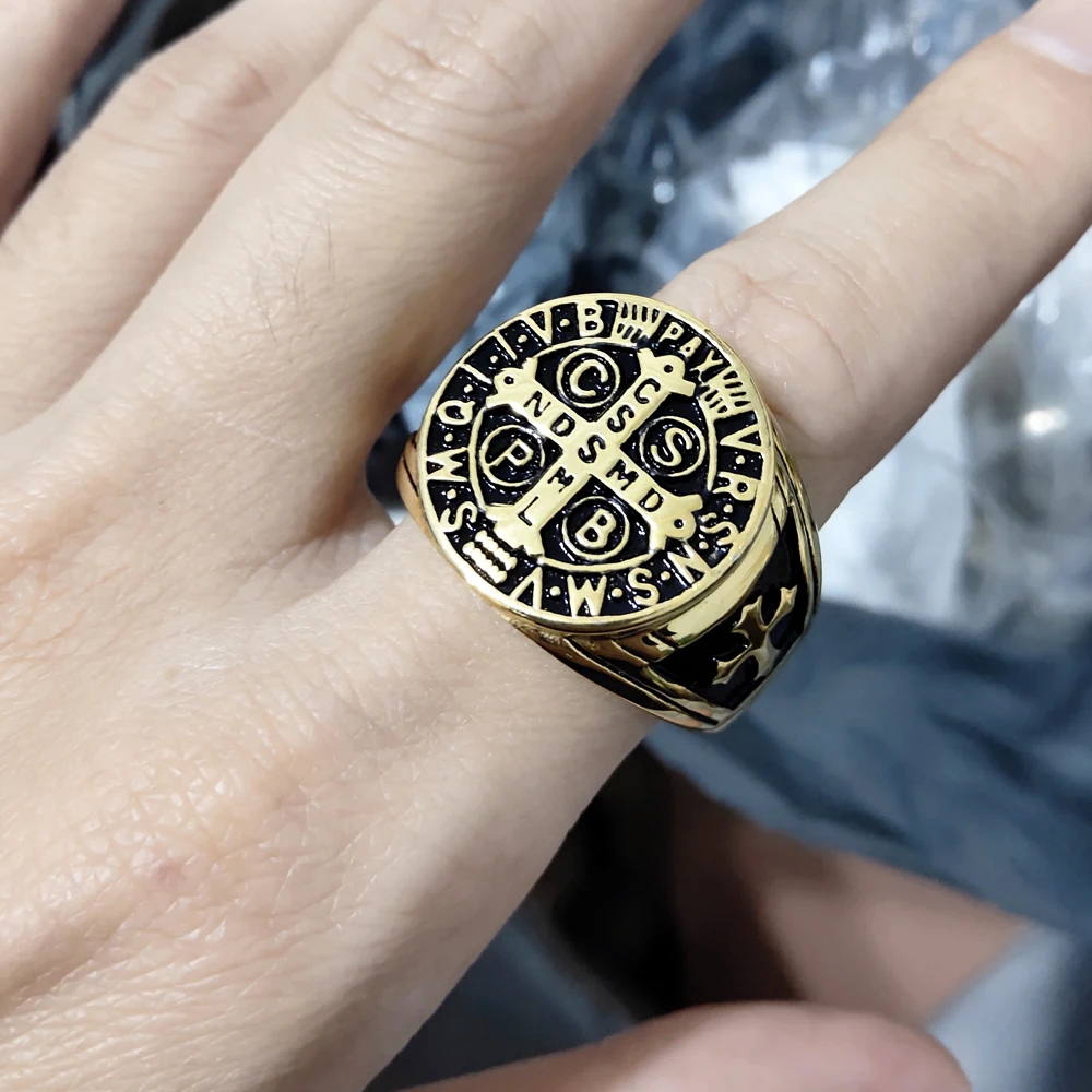 Knight Templar Cross Titanium Steel Men Signet Ring Gold Silver Vintage Jewelry Punk Rock Male Rings Biker Band Hip Hop for | Украшения и