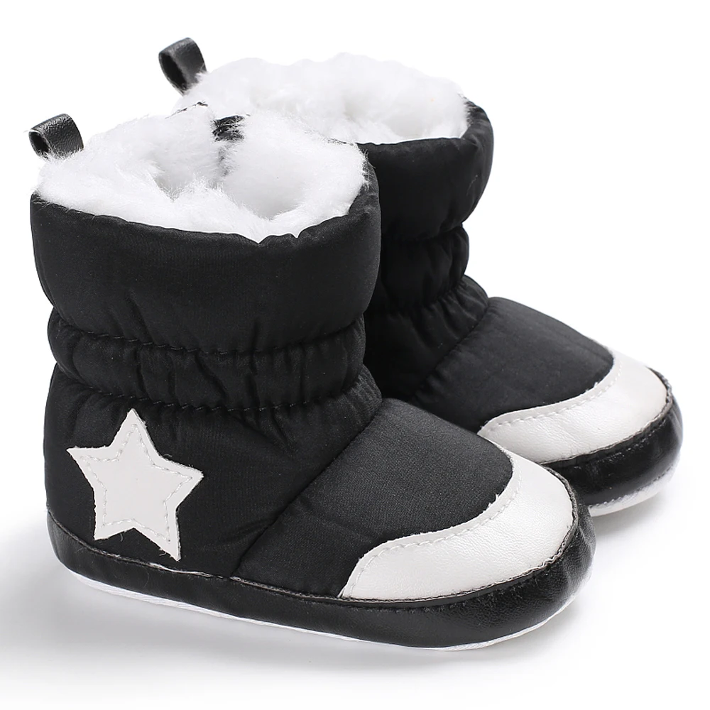 Мягкие ботиночки для маленьких мальчиков и девочек; модные базовые Зимние ботиночки в стиле пэчворк; Теплая Обувь для новорожденных