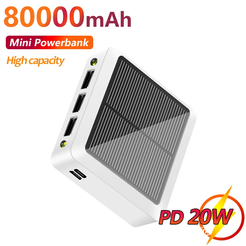 best powerbanks Mini Solar Large Capacity 80000mAh Power Bank Phone Charger Portable Fast Charging External Battery for IPhone Xiaomi Samsung best portable phone charger