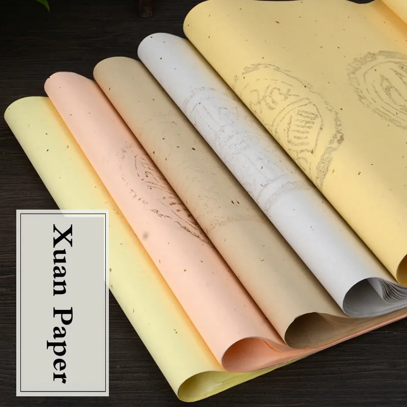 Chinese Rice Paper Gold Foil Raw Xuan Papers Traditional Poem Couplets Calligraphy Rijstpapier 100sheets |