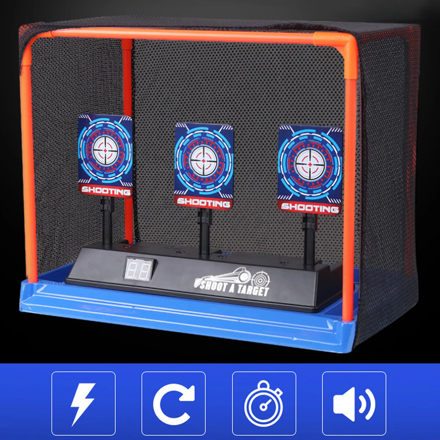 Kids Children Auto-Reset Electronic Shooting Scoring Target Toy with Dart Storage Basket for Nerf Soft Bullets Shooting Games