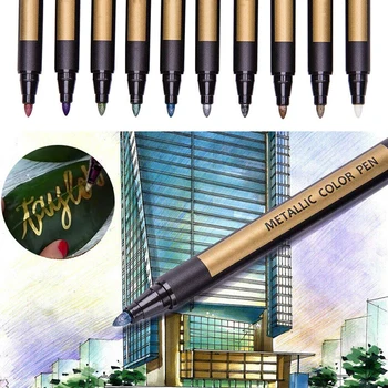 

10Pcs Metallic Maker Pens DIY Craft Scrapbooking Gift Card Painting Ink Rock Drawing Pen School Stationery Supplies Paint Marker