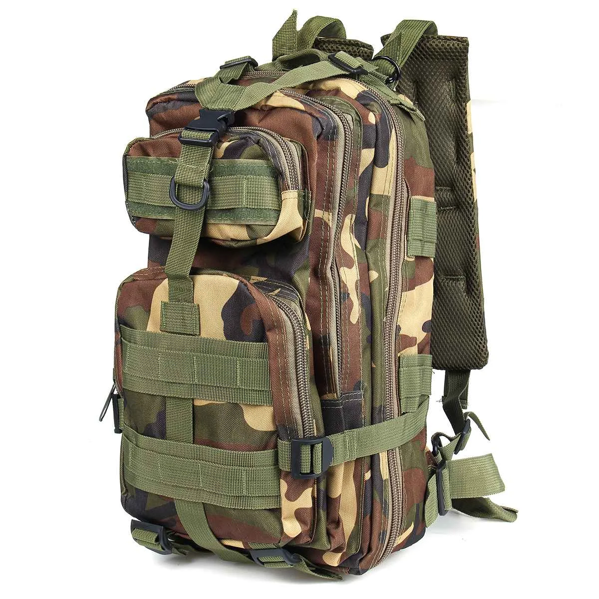 Открытый военный тактический рюкзак 30L камуфляж тактический спортивный рюкзак для путешествий большой емкости водонепроницаемая сумка - Цвет: Woodland camouflage