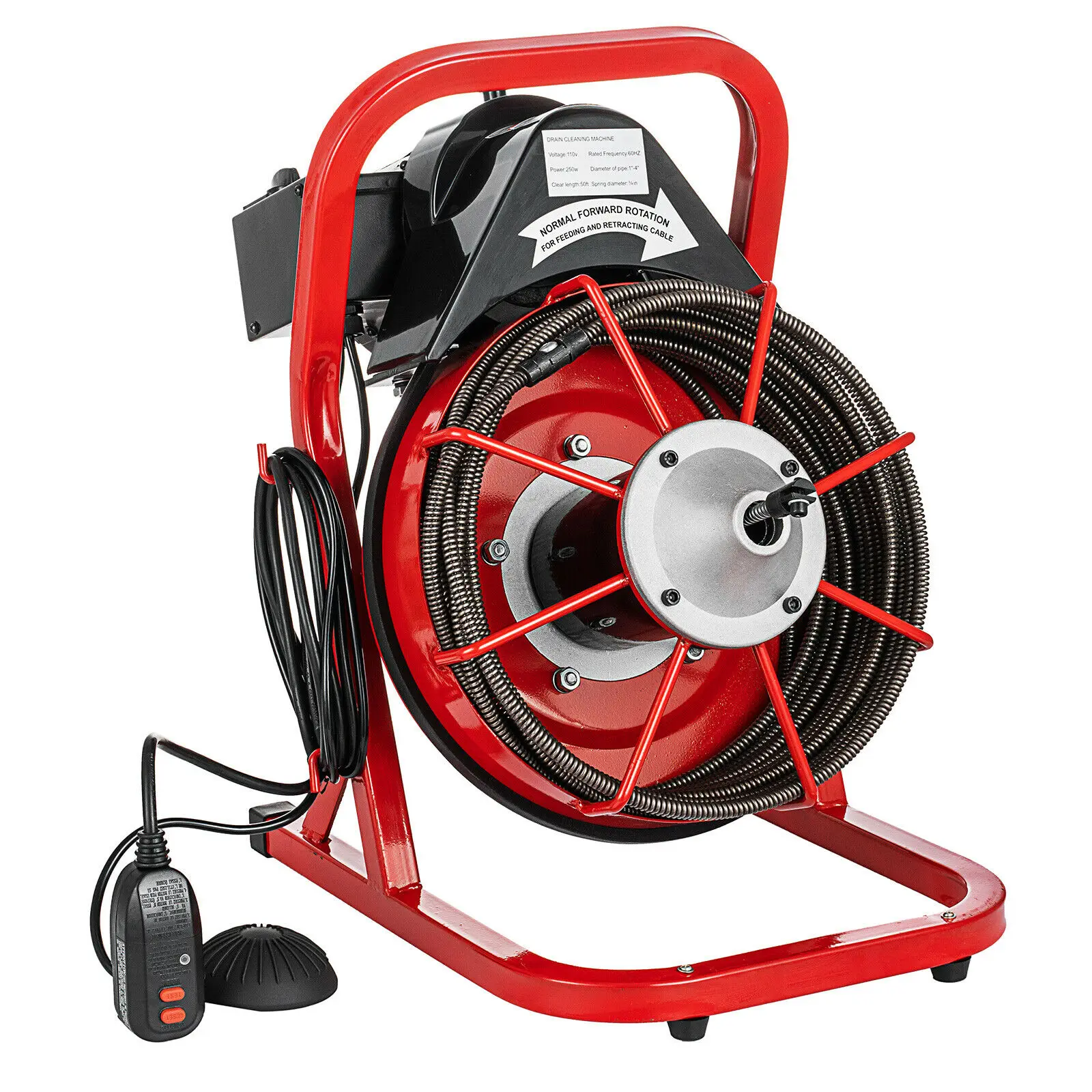 Commercial 50Ft 3/8" Electric Drain Auger Drain Cleaner Machine Snake Sewer 