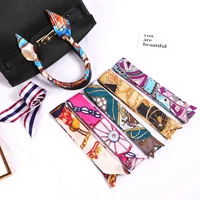 New Print Flower Small Scarf for Women Handle Bag Ribbons Brand Fashion Head Scarf Small Long Skinny Scarves Wholesale Headbands - Image 3