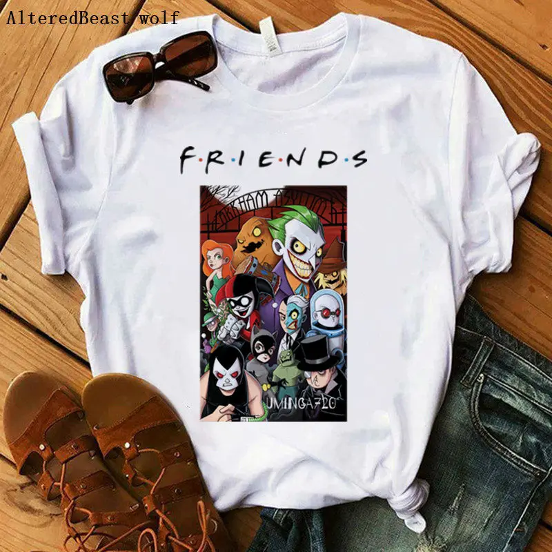 Забавная модная футболка с надписью FRIENDS в стиле Харадзюку Женская Повседневная