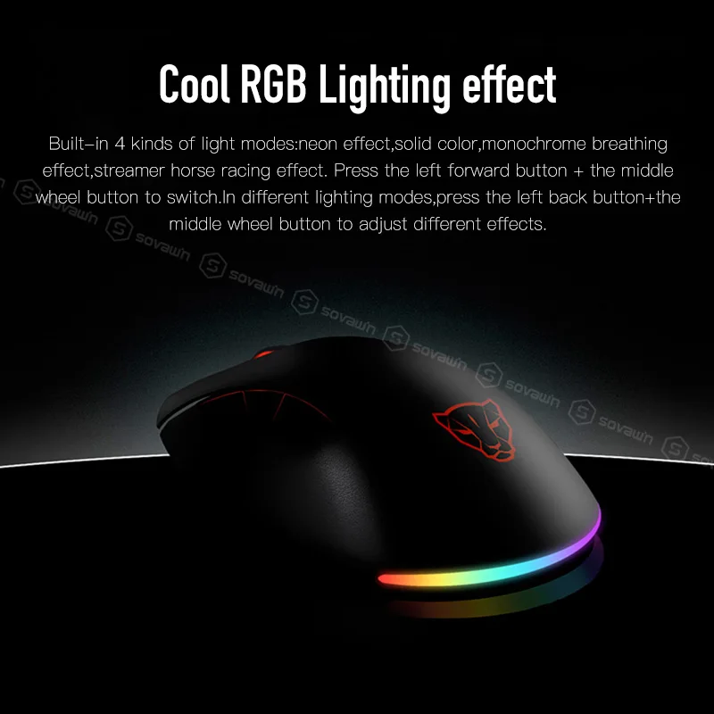 MOTOSPEED V100 Проводная игровая мышь USB 3D профессиональная мышь геймер RGB Light Esport игровой ПК Mause 6200 dpi для видеоигр компьютера