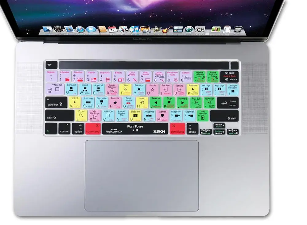 XSKN Final Cut Pro X 10.4 Shortcuts Keyboard Cover Skin for US Version 16 inch A2141 New MacBook Pro with Touch Bar & Touch ID