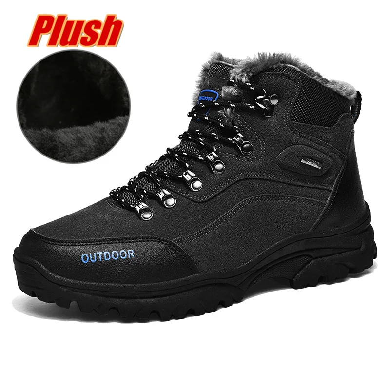 

Outdoor Climbing Hiking Shoes Men Winter Plush Keep Warm Trekking Boots Durable Waterproof Sneakers Tactical Hunting Sport Boots