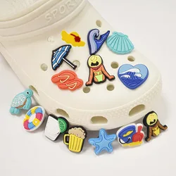 2021-2022 Season Beach Cartoon Ornament Removable PVC Flexible Glue Shoe Buckle  Ornament Flower Embroidery Shoes Decorations