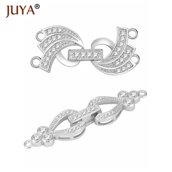 

JUYA Luxury Copper Inlaid Zircon Rhinestone Charm Hooks Clasps For Bracelets Necklaces Beads Jewelry Making Clasp Fittings