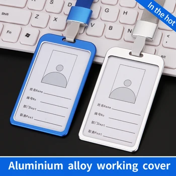 Cheap Aluminium Alloy bus Card Holder Employee student Name ID Card Cover Metal Work Certificate Identity Badge ID Business Case 2016 new aluminium alloy employee worker id card holder with lanyard