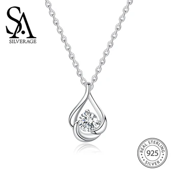 

SA SILVERAGE Necklaces Silver Zircon Necklace Female S925 Sterling Silver Necklace Women's Chain Designer Jewelry Personalized